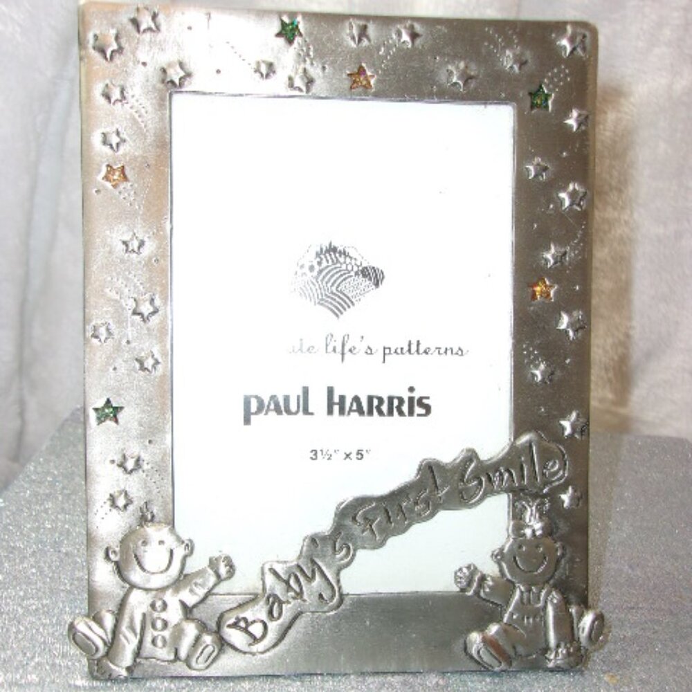 H-467 PAUL HARRIS PEWTER BABY'S FIRST SMILE PICTURE FRAME 3.5X5 SIZE - Picture 2 of 7